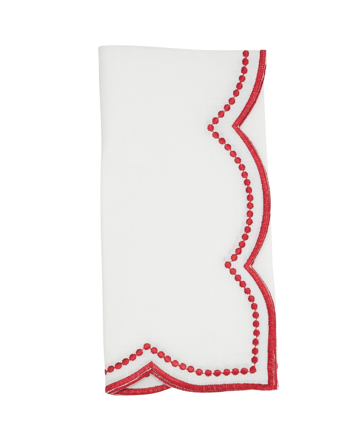 Saro Lifestyle Embroidered Polka Dot Napkin With Scallop Edge, Set Of 4 In Multi