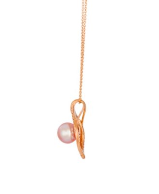 Freshwater Pearl (8-9mm) & Nude Diamond (0.11 ct. t.w.) Pendant Necklace in 14k Strawberry Gold