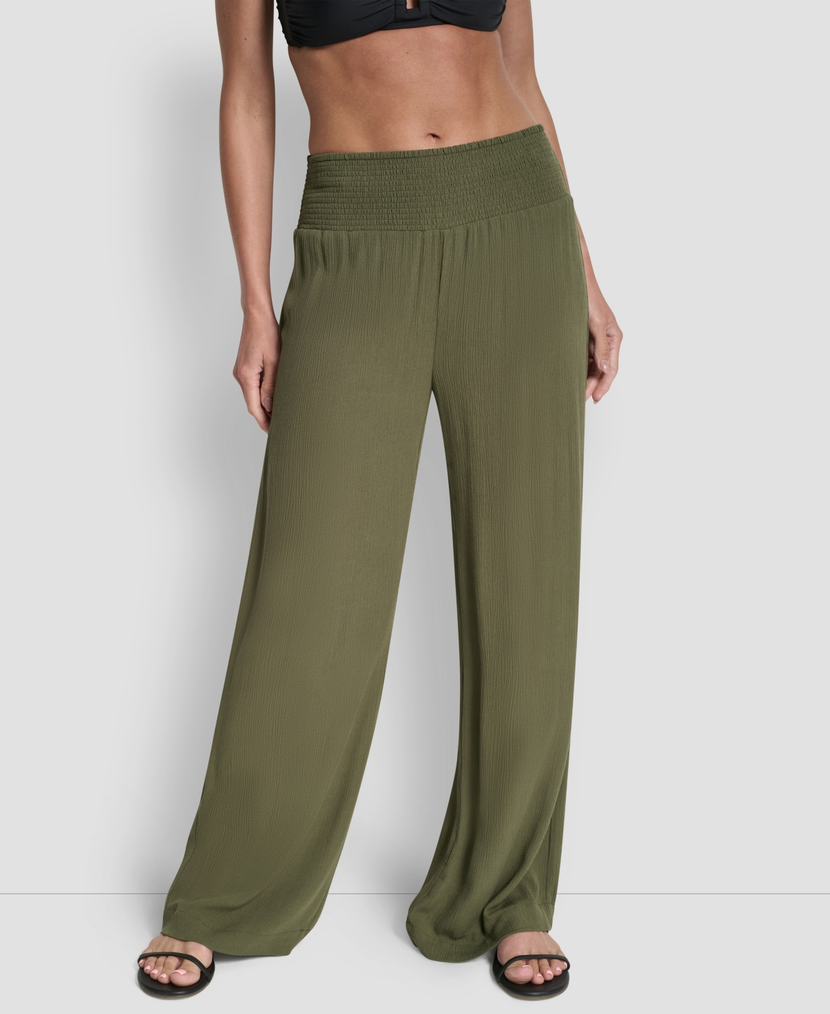 Dkny Women's Smocked-Waist Cover-Up Pull-On Pants