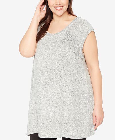 Wendy Bellissimo Maternity Plus Size Fringed Top