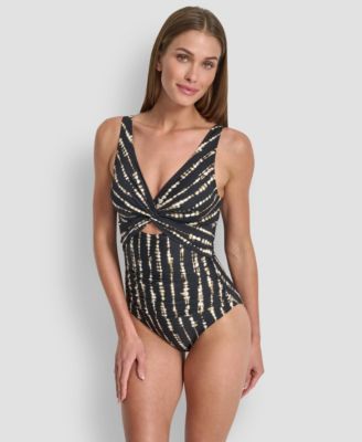Women's Shirred Keyhole Detail One-Piece Swimsuit