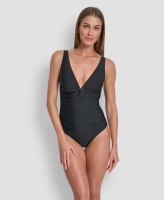 Women's Buckle Front Removable Cups One-Piece Swimsuit