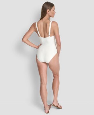 Women's Buckle Front Removable Cups One-Piece Swimsuit