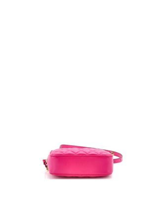 Small Medusa Icon Front Slip Pocket Camera Bag Quilted Leather