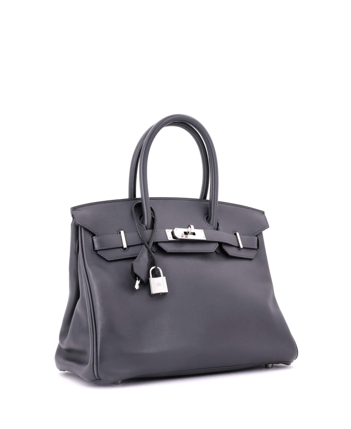 Pre-Owned Hermes Birkin 30 Handbag Grey Swift with Palladium Hardware