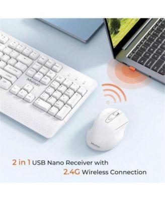 Wireless Keyboard & Mouse Combo – Keyboard with Wrist Rest, 3 DPI Adjustable Mouse, 2.4G Wireless PC, Laptop & Computer – White