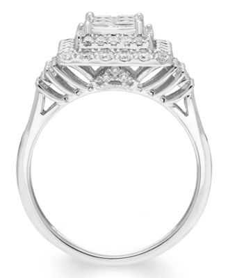 Diamond Multi Princess Halo Ring (1 ct. t.w.) in 14k White Gold