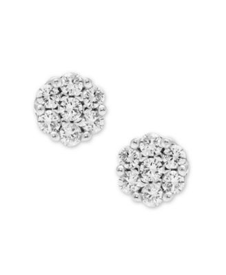 Diamond Cluster Earrings (1/2 ct. t.w.) in 14k White Gold