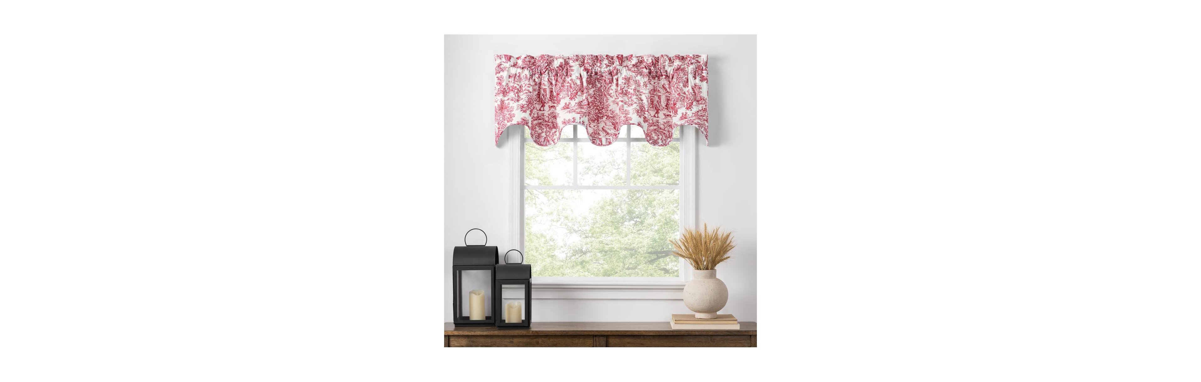 Ellis Curtain Victoria Park Toile High Quality Room Darkening Solid Color Lined Scallop Window Valance