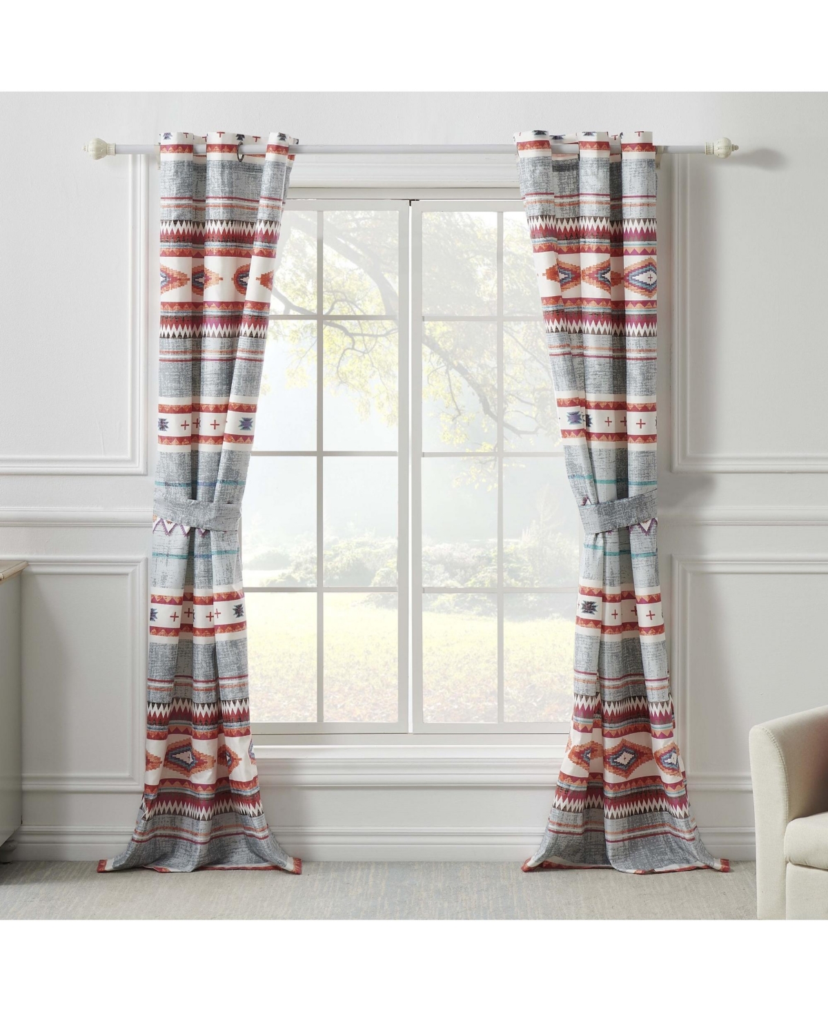 Greenland Home Fashions Kiva Western Curtain Panels Tiebacks Pair 42" x 84"