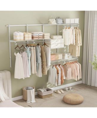 4-8 FT Wall-Mounted Closet Organizers and Storage System with Hanging Rod