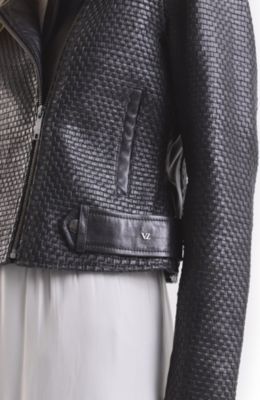 Women's Claire Leather Woven Biker Jacket
