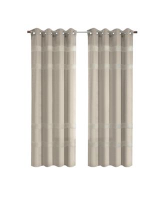 100% Polyester Phoebe Light Embroidered Stripe Filtering Grommet Curtain Panel