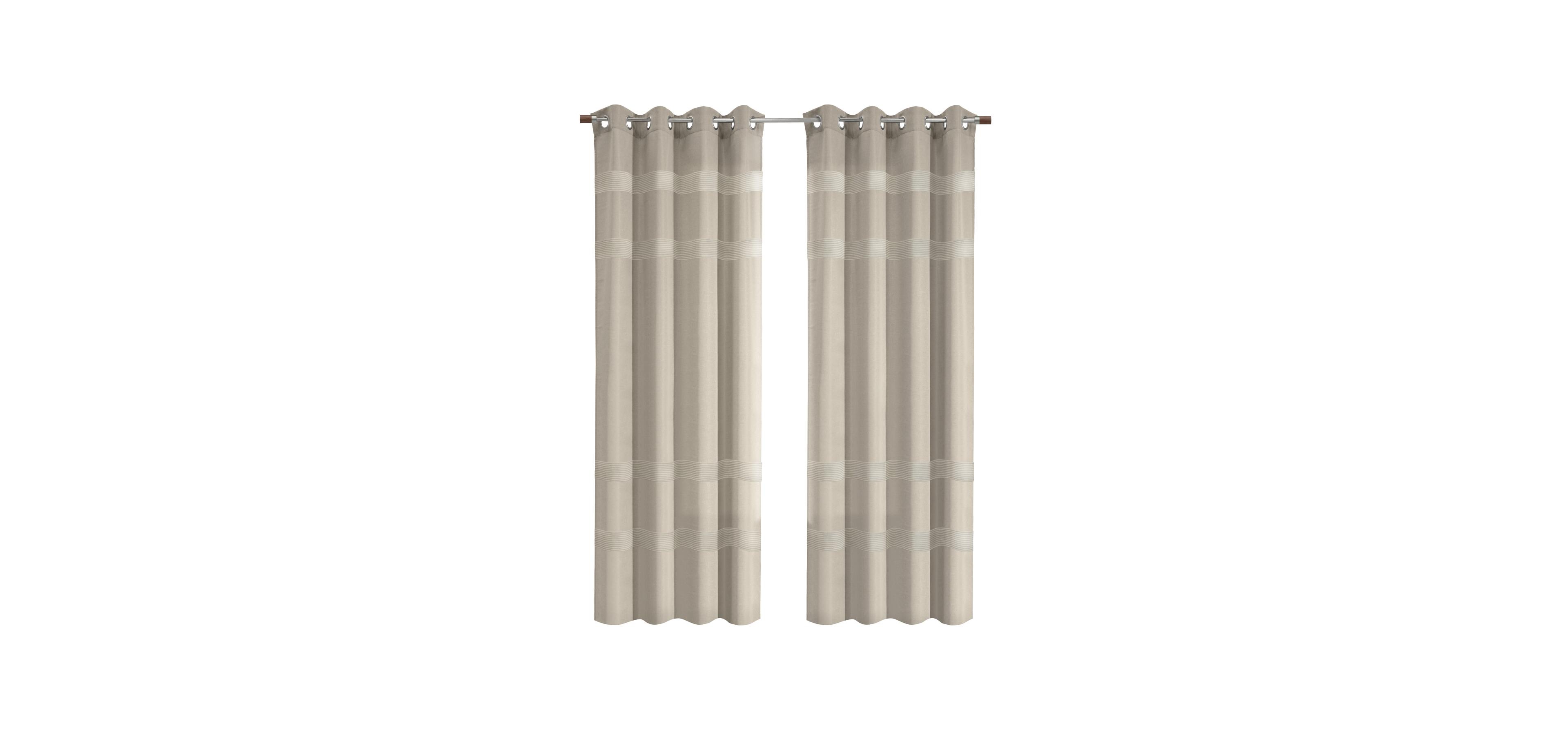 Habitat 100% Polyester Phoebe Light Embroidered Stripe Filtering Grommet Curtain Panel