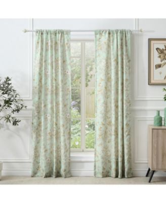 Olivia Light Filtering Semi Sheer 3" Rod Pocket Window Panel Pair 42" x 84" Mint