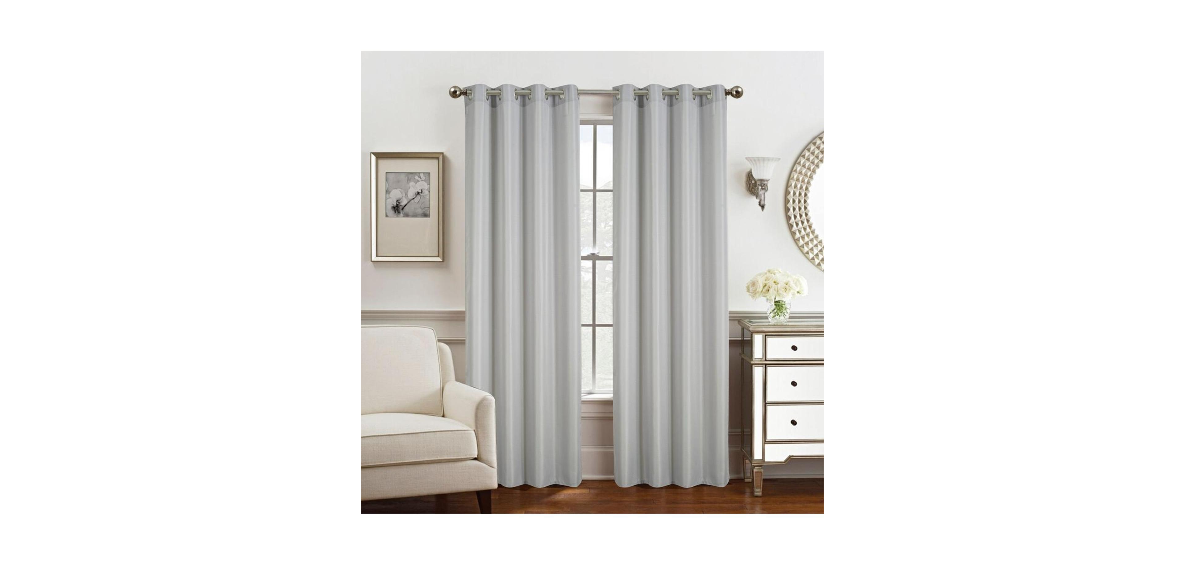 Olivia Gray Gilbert Solid Single Grommet Curtain Panel Pair