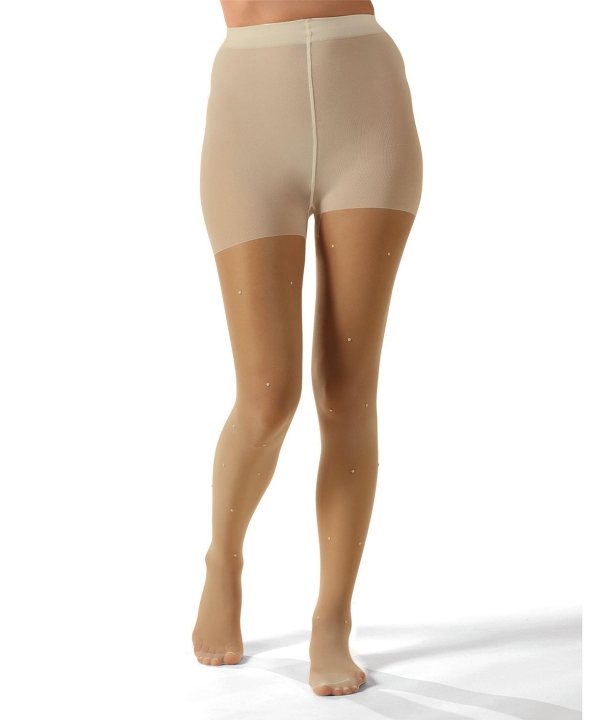 Memoi Women's Sheer All-over Faux Pearl Trimmed Fashion Tights In Brown