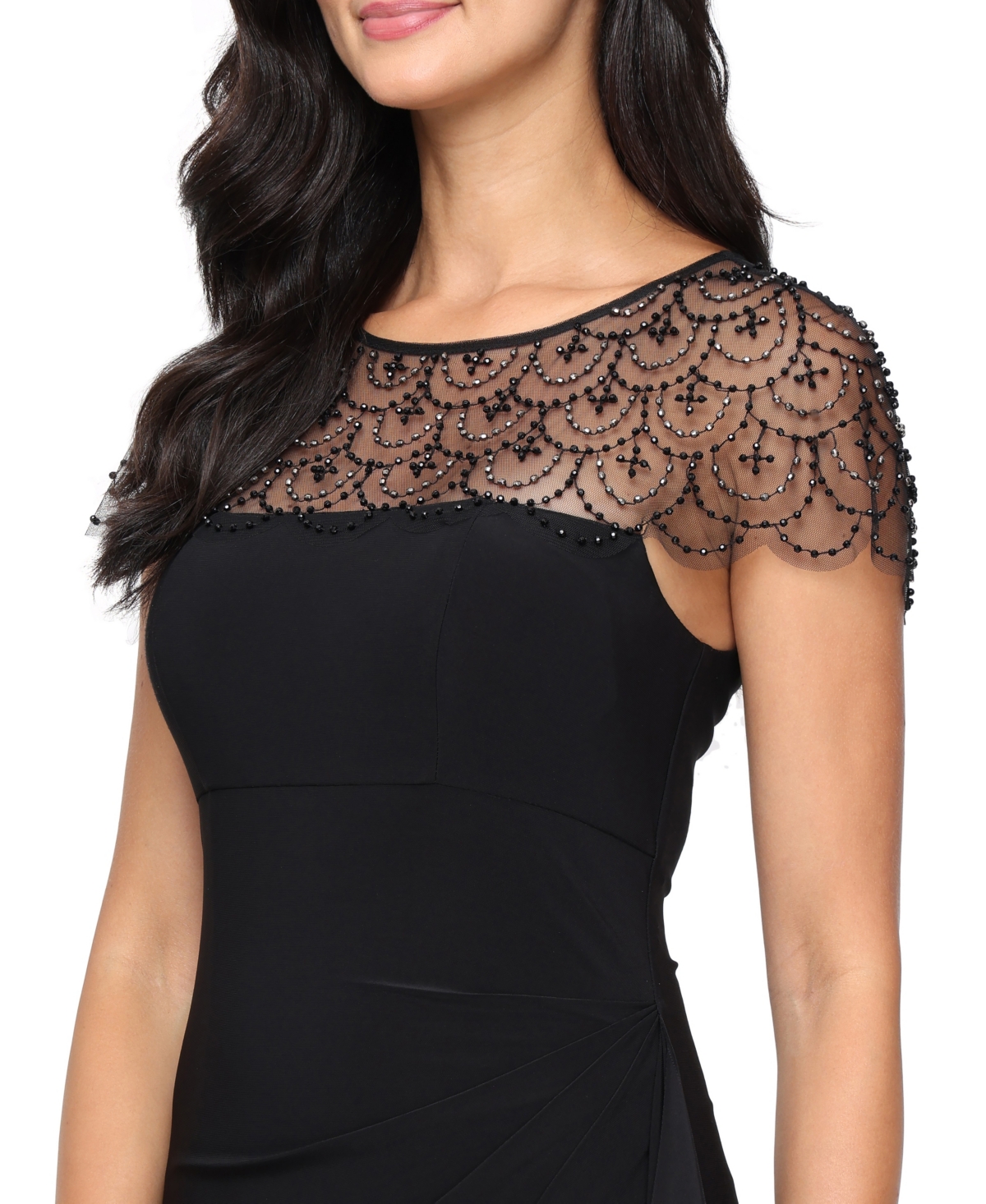 Alex Evenings Petite Boat Neck A-Line Long Dress