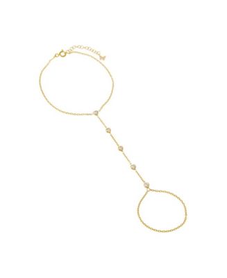 by Adina Eden Cubic Zirconia Gold Plated Bezel Heart Hand Chain ...