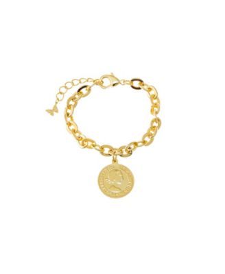 Vintage Gold Plated Coin Box Link Chain Bracelet