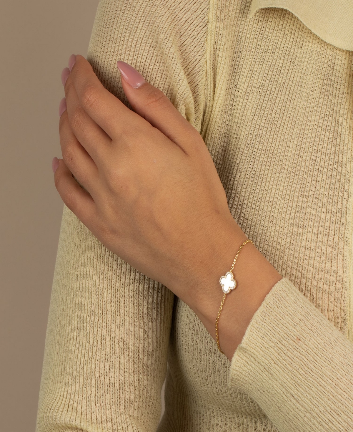 by Adina Eden Pave Outlined Gold Plated Four Leaf Clover Bracelet