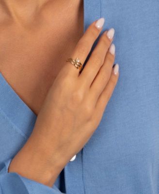 Cubic Zirconia Teardrop Gold Plated Bezel Triple Wrap Coil Ring