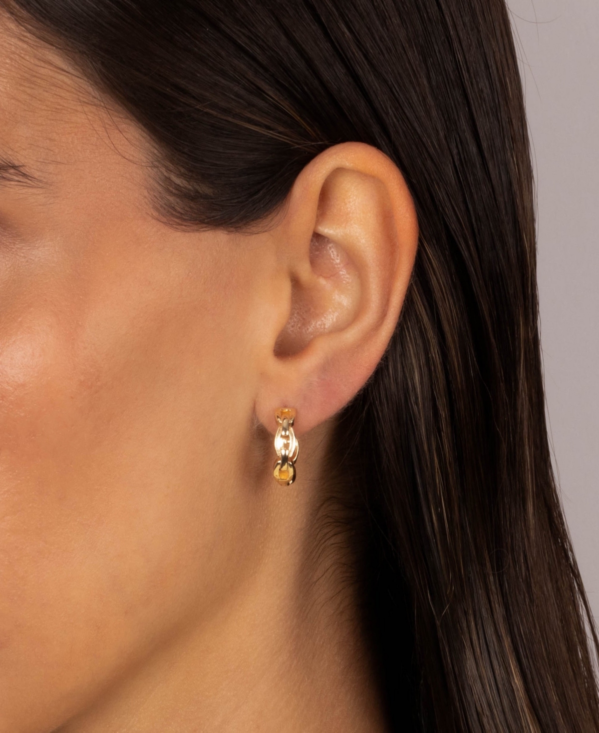 by Adina Eden Gold Plated Solid Square Link Huggie Earrings