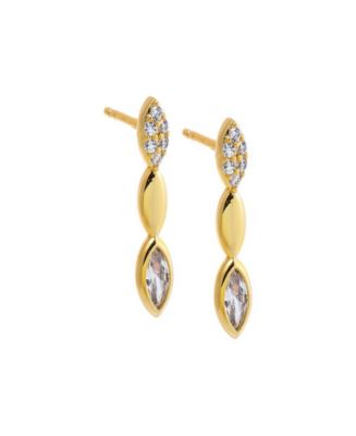 by Adina Eden Cubic Zirconia Gold Plated Pave Marquise Stone Drop Stud ...