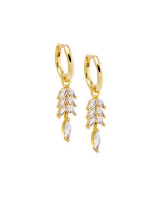 by Adina Eden Cubic Zirconia Gold Plated Marquise Dangling Fish Bone ...