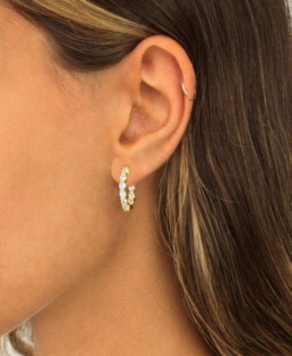 Cubic Zirconia Small Round Hoop Earrings
