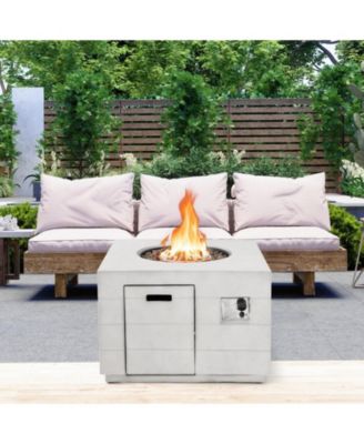  Lava Rocks and Cover 50,000 BTU with 34 Inch Square Concrete Propane Fire Pit Table