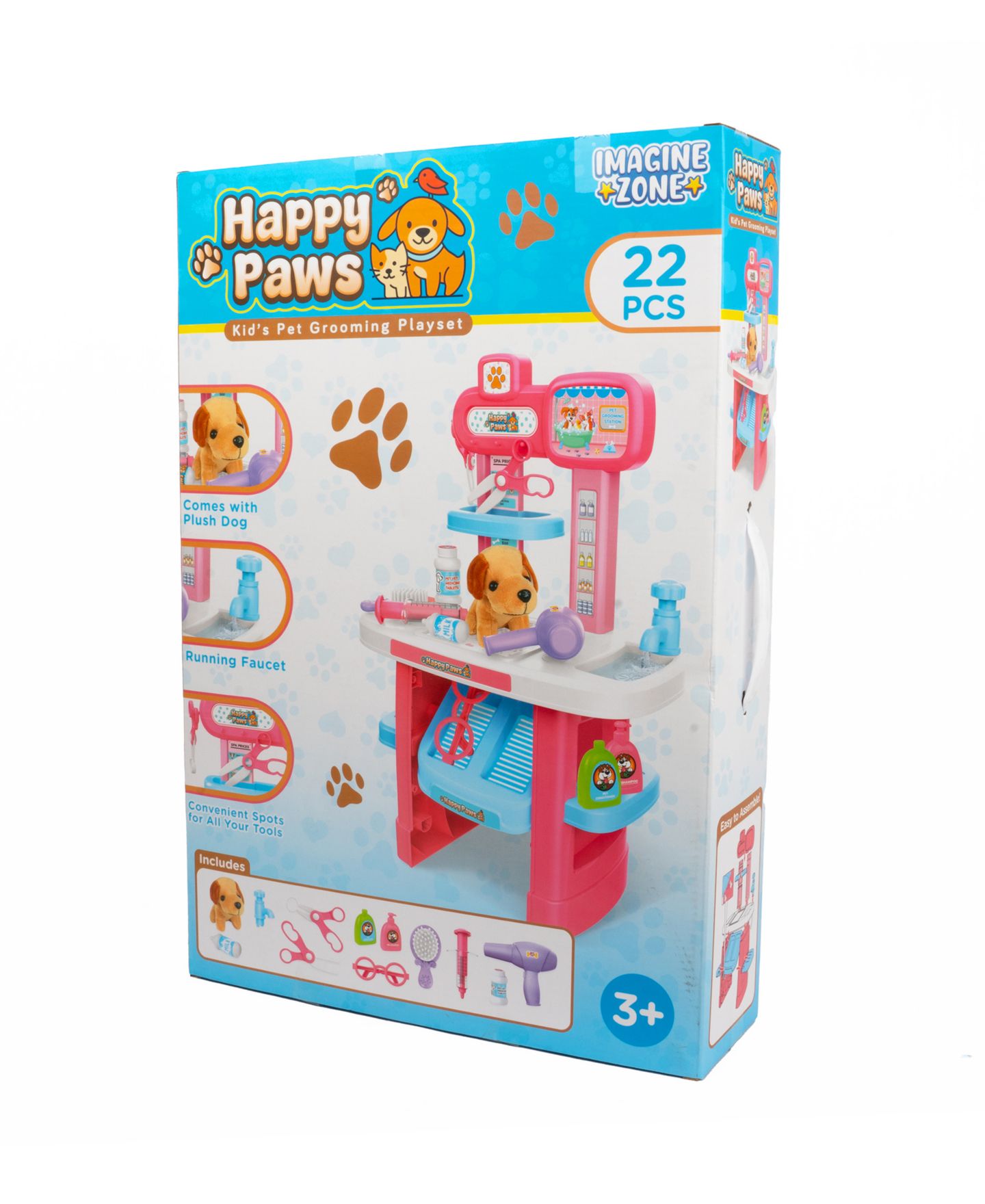 Детский игровой набор World Tech Toys Happy Paws Working Faucet 22-Piece Pet Grooming Playset, Ages 3+ — фото 5