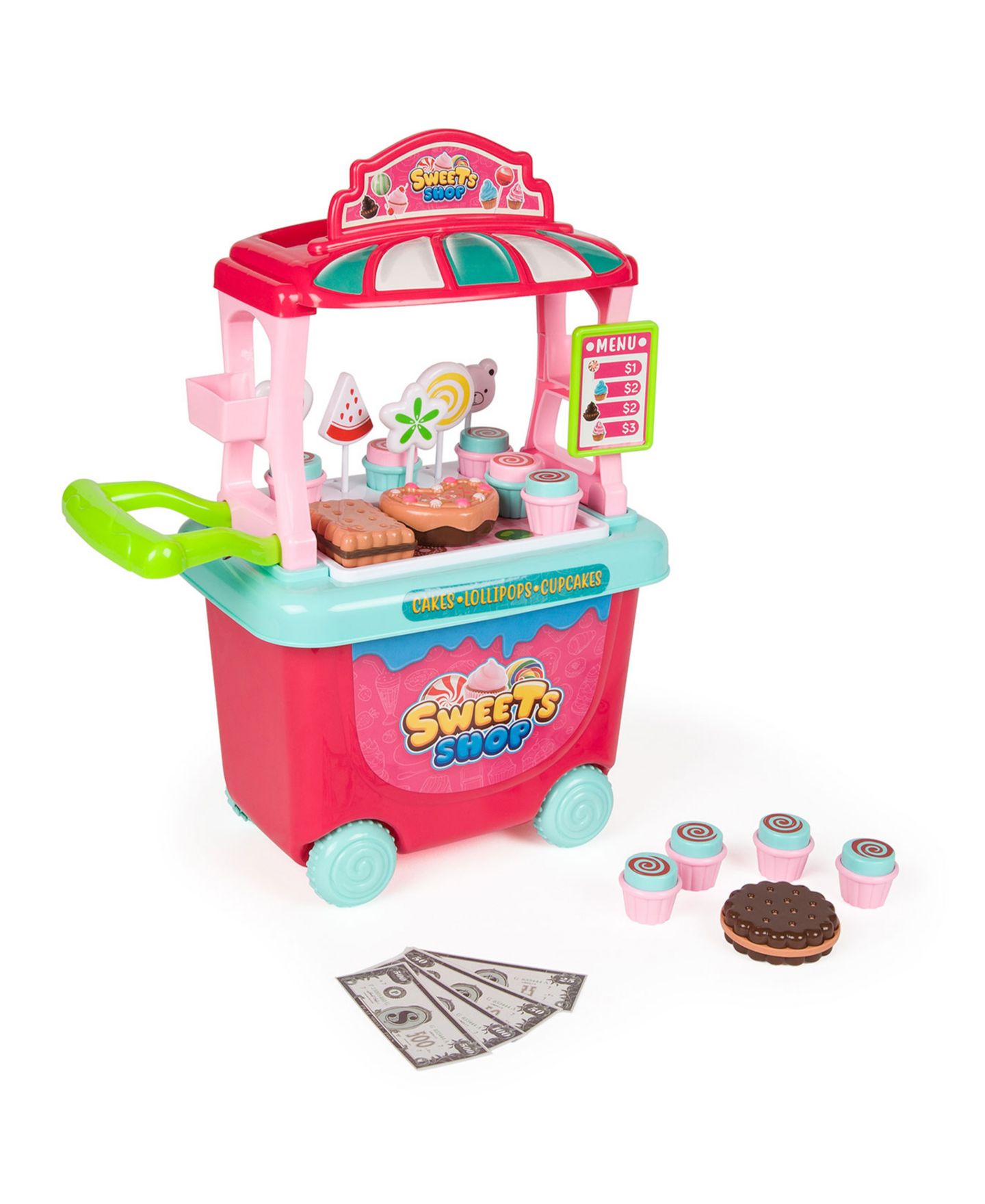 Детский игровой набор World Tech Toys Sweets Stop Rotating Wheels 28-Piece Cart Playset, Ages 3+ — фото 1