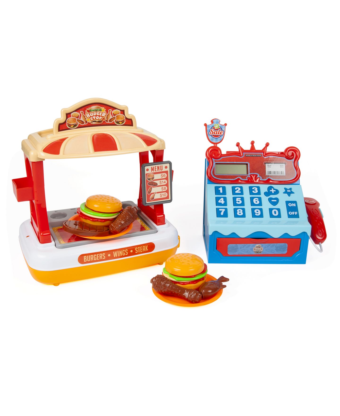 Детский игровой набор World Tech Toys Burger Stop 39-Piece Playset with Cash Register, Ages 3+ — фото 1