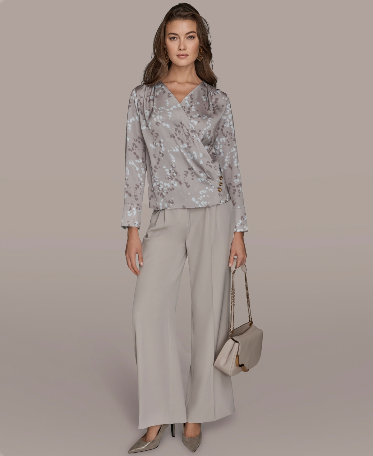 Donna Karan New York Women's Printed V-Neck Top