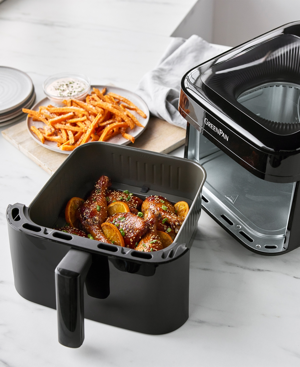 Greenpan 7-quart Top-view Cyclone Halogen Air Fryer In Black