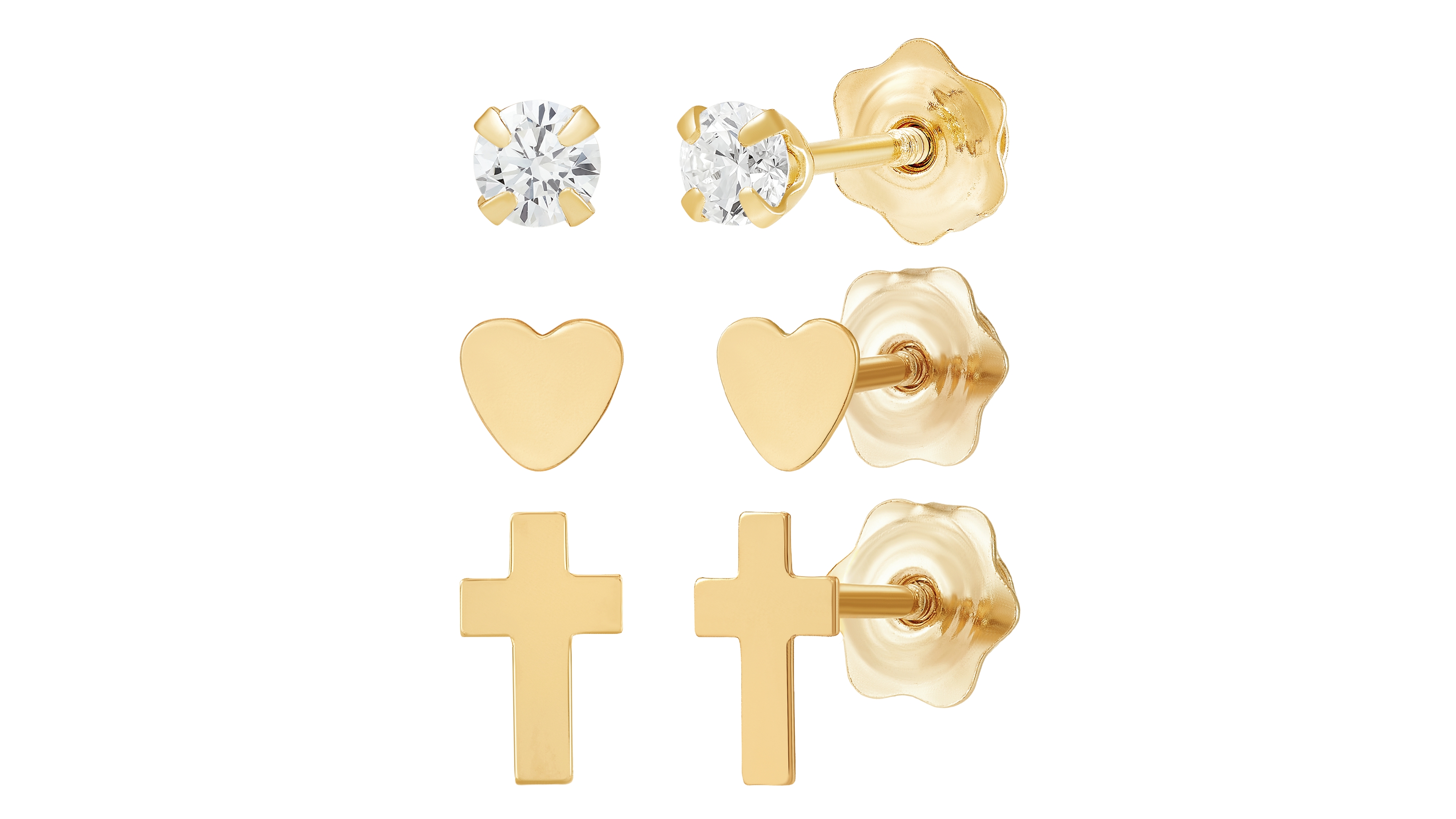 Macy's 3-Piece Stud Earring Set in 10k Yellow Gold