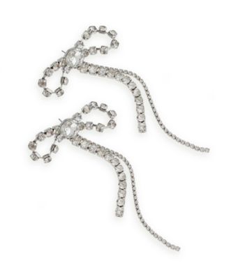 Faux Stone Rhinestone Bow Statement Earrings