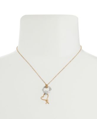 Two Tone Heart Knot Pendant Necklace