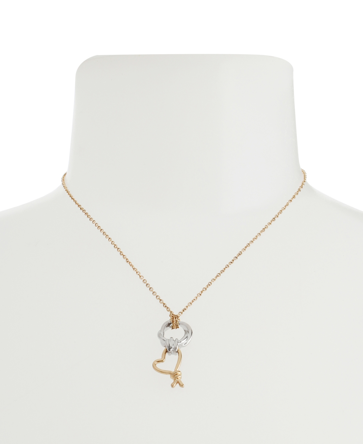 Steve Madden Two Tone Heart Knot Pendant Necklace