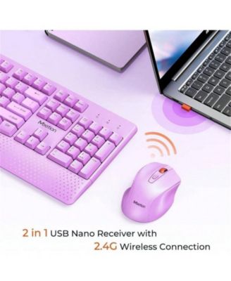 Wireless Combo, Full-Sized Keyboard with Wrist Rest & 3 DPI Mouse, 2.4G, Compatible with PC/Laptop/Computer, Purple