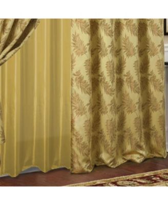 Ramallah Trading Palm Floral Textured Jacquard Single Rod Pocket Curtain Panel - 54 x 84, Gold