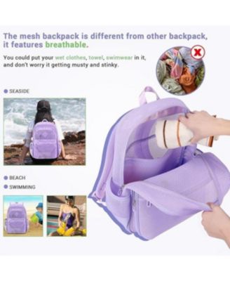 Mesh Backpack Heavy Duty, See Through School Backpack Transparent Bookbag for Swimming, Beach, Sports, Work, Travel