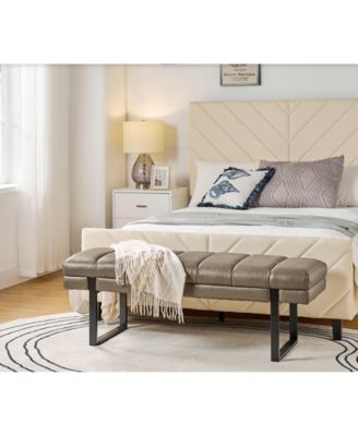 Mid-century Modern Laurens Upholstered Bench with Metal Legs