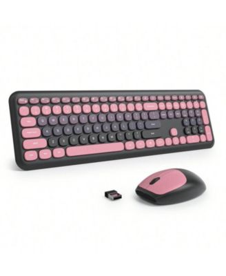 Quiet Wireless Keyboard And Mouse - Full-Size Colorful Keyboard And Mouse Combo, Slim Design, Low-Noise Typing For Windows PC Laptop - Black