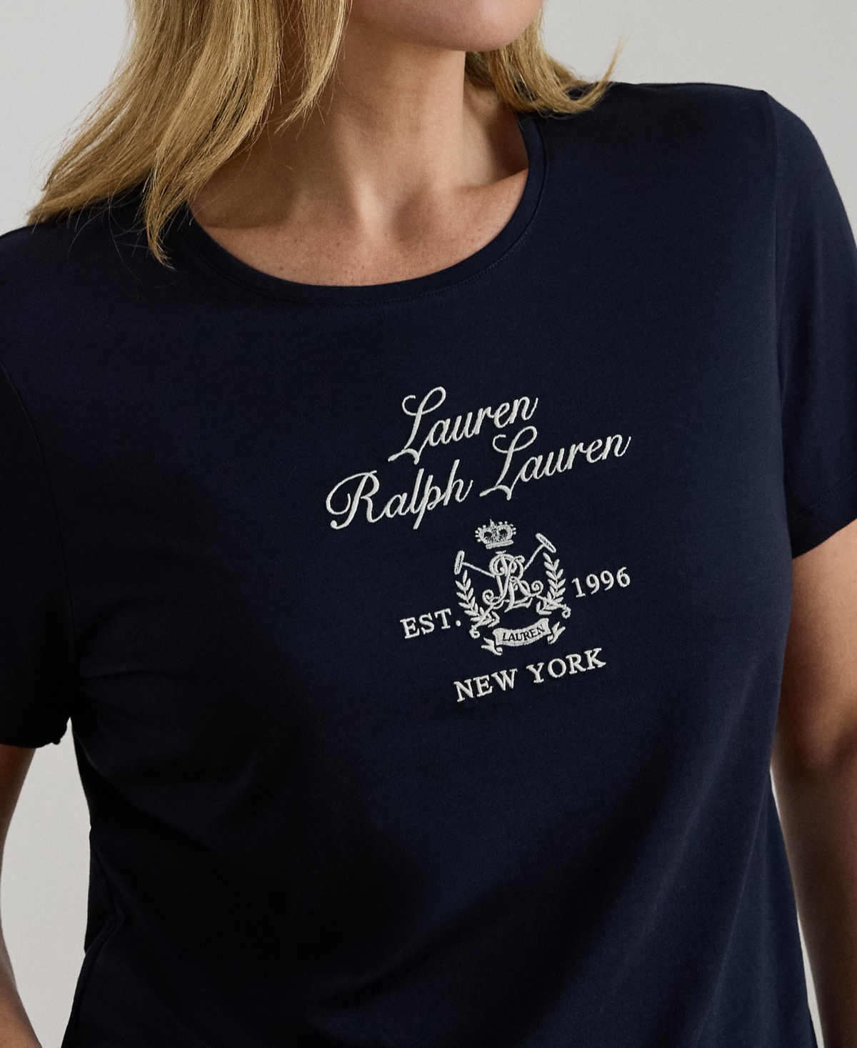 Ralph Lauren Plus Size Embroidered Crest Crewneck T-shirt In Blue
