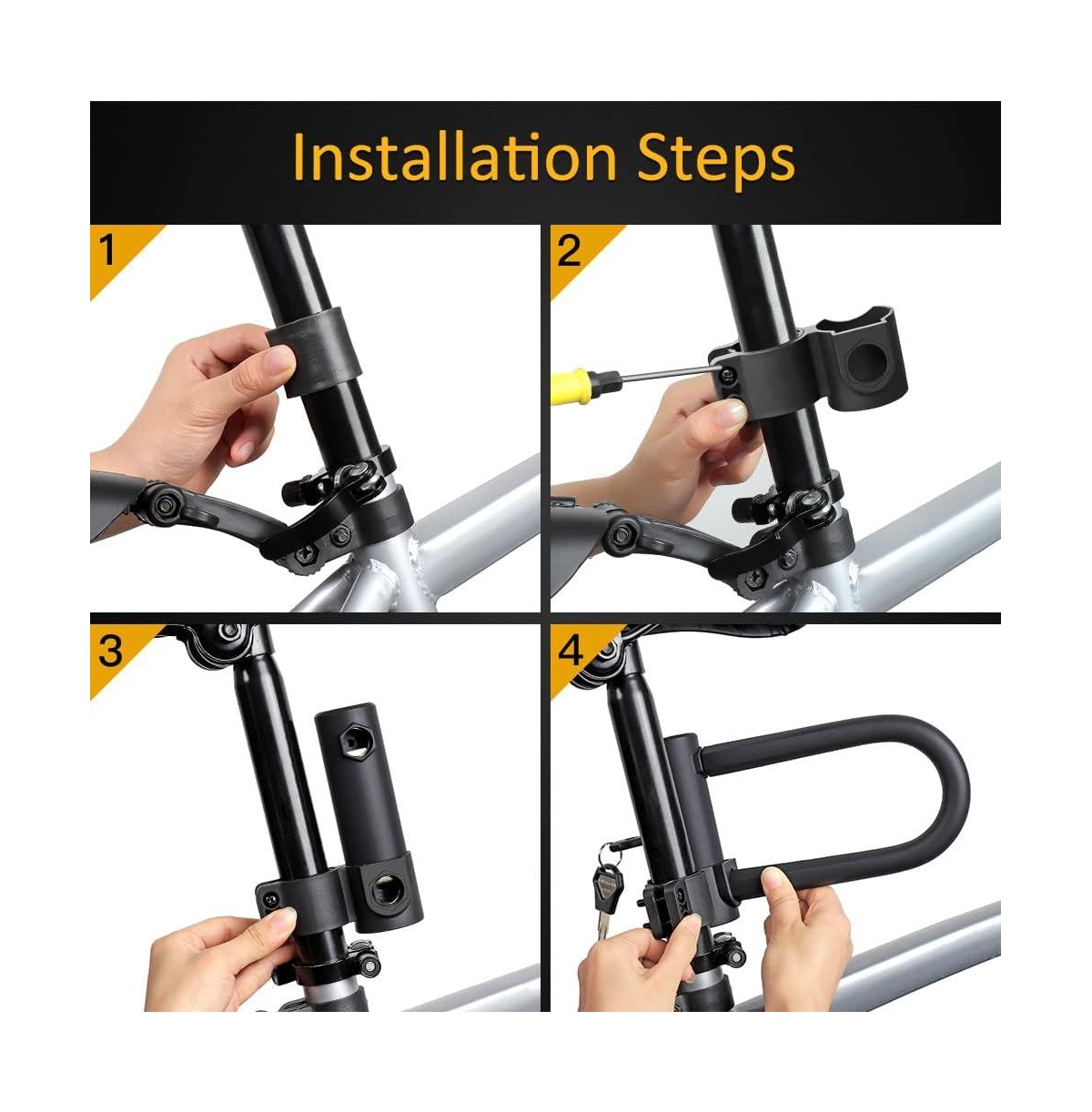 Batfox Heavy Duty Bicycle U-Lock, 16mm Shackle plus 6ft Security Cable & Mounting Bracket for Bike, Motorcycle