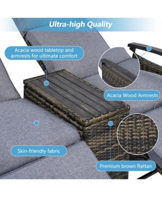 Outdoor Patio Rattan Round Daybed with Retractable Canopy and Removable Cushions