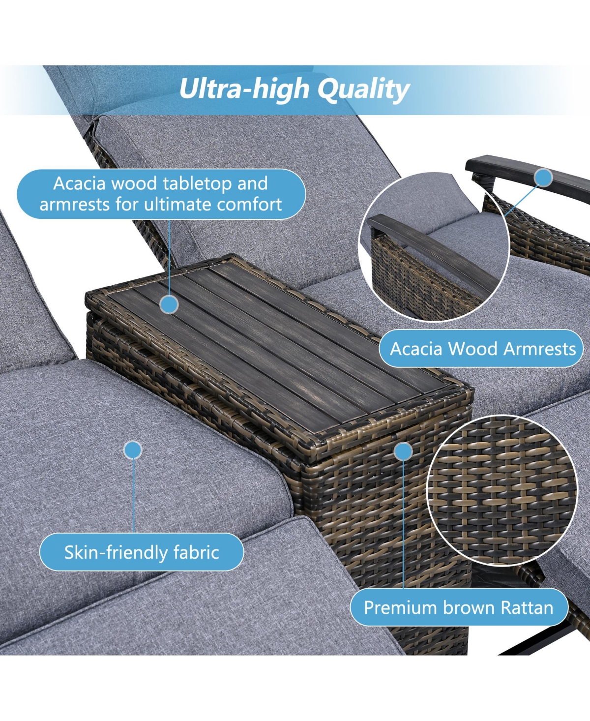 Mondawe Outdoor Patio Rattan Round Daybed with Retractable Canopy and Removable Cushions