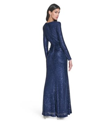 Petite Social Sequin Asymmetrical Neck Dress